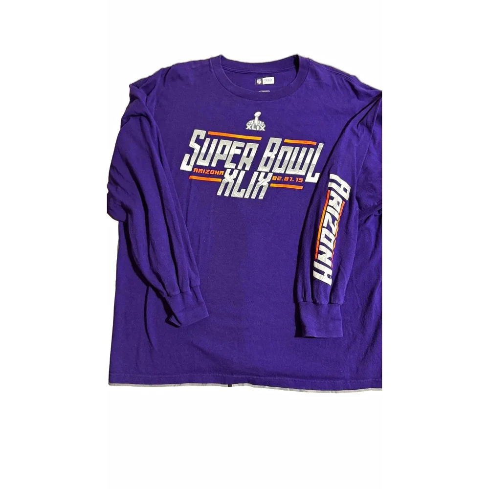 Super Bowl XLIX Arizona Long Sleeve T-Shirt Men's 2XL Purple NFL Team Apparel